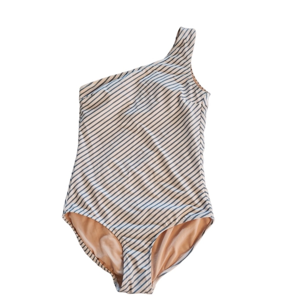 Albion One Piece Swimsuit Breezy Stripe Icon One Shoulder Size M